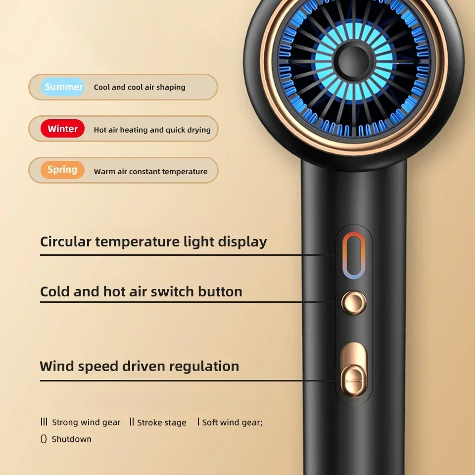 Professional Hair Dryer Hot Cold Wind Air Brush Hairdryer Negative Lonic Blow Dryer Strong PowerDryer Salon Tool 2400W 3th Gear