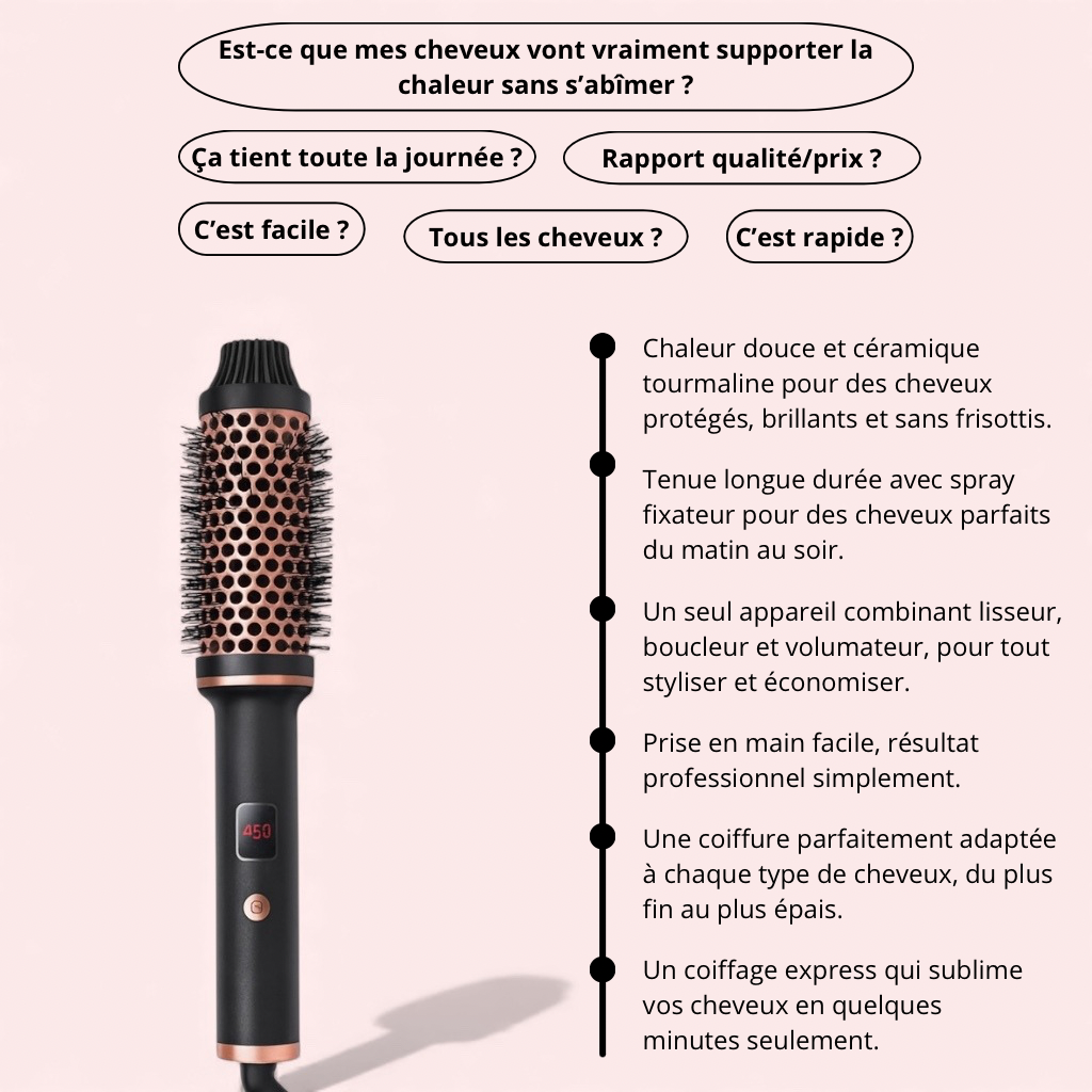 Brosse chauffante 3 en 1 - TIVIA GLOWPRO TIVIA