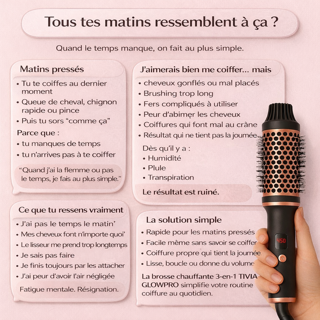 Brosse chauffante 3 en 1 - TIVIA GLOWPRO TIVIA