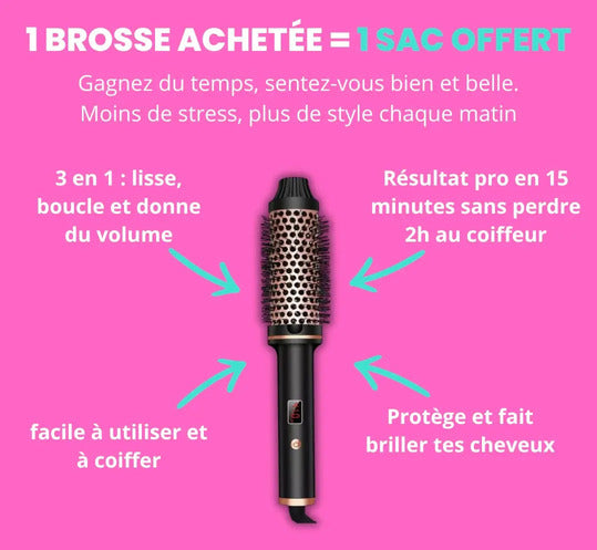TIVIA GLOWPRO - Brosse chauffante 3 en 1 TIVIA